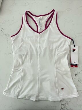 FILA White Racerback Tank with Magenta Trim